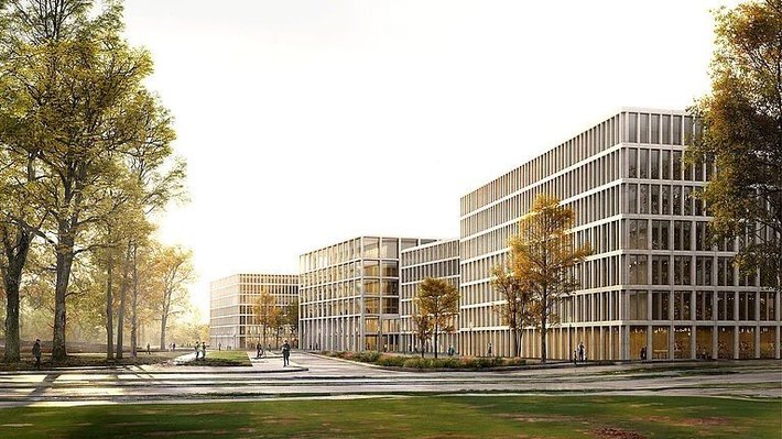 Preisgekrönter Entwurf des Neubaus des Justizzentrums Köln (1. Platz)