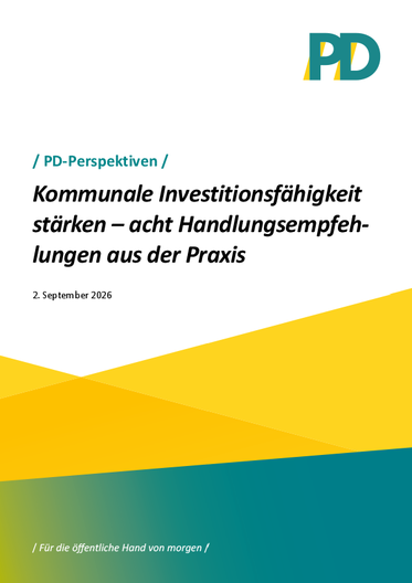 Link zur PD-Perspektiven Studie: Acht Handlungsempfehlungen zur Stärkung der kommunalen Investitionsfähigkeit