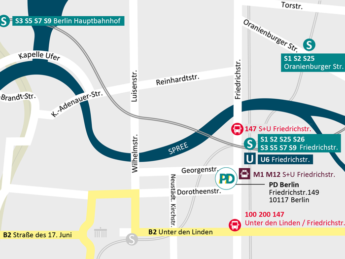 Anfahrtsplan zur Landesvertretung Hamburg in Berlin